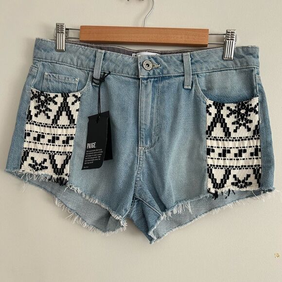 NWT Paige Denim ‘Keira Shorts in Mayan Piecing’ - Picture 4 of 13